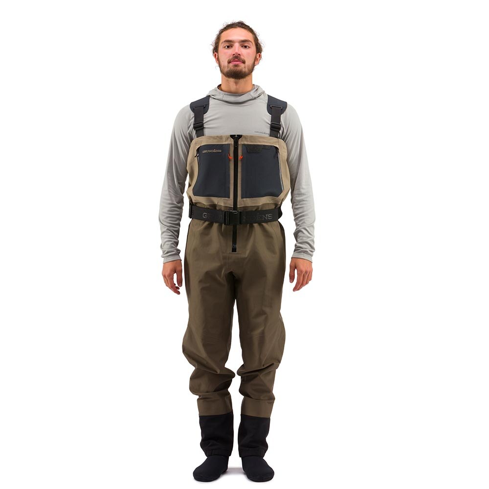 Grundens Boundary Zip Stockingfoot Wader Men's in Stone Otter